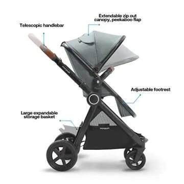 Mompush Ultimate2 Baby Stroller for Toddler with Removable Bassinet & Reversible Seat, Smooth Glide Bassinet Stroller, Full-Size for Comfortable Outings with Baby