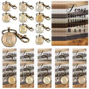 Landical 10 Sets Team Keychains with Motivational Cards - Perfect Employee Appreciation Gifts!