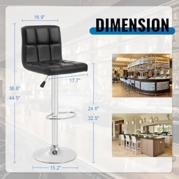 Adjustable Swivel Bar Stools Set Luxury Comfort Style