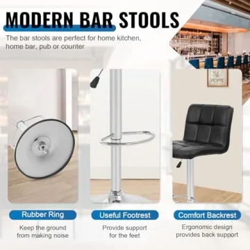 Adjustable Swivel Bar Stools Set Luxury Comfort Style