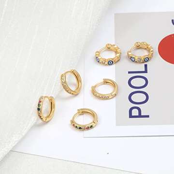 Stylish Gold Plated Huggie Hoop Earrings Set for Women