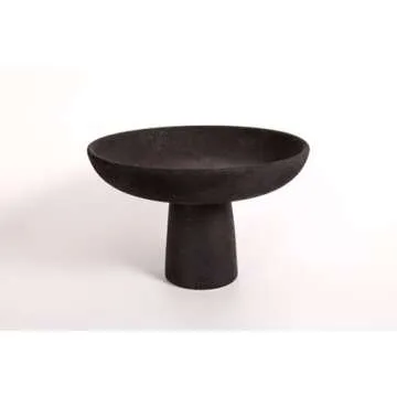Elegant Black Ceramic Pedestal Bowl for Home Decor