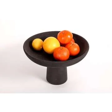Elegant Black Ceramic Pedestal Bowl for Home Decor