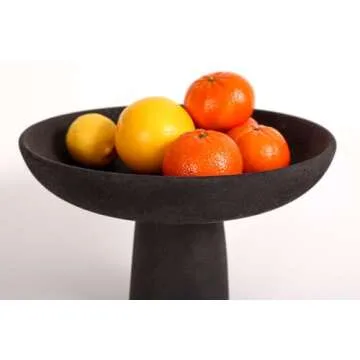 Elegant Black Ceramic Pedestal Bowl for Home Decor