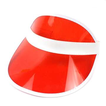 HUPLUE 6Pcs Tennis Beach Colored Plastic Clear Sun Bingo Vegas Dealer Golf Casino Visor Hat