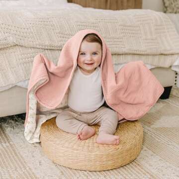 Konssy Muslin Baby Blankets for Girls Boys, 100% Cotton Crib Blanket for Infant Toddler, Super Soft and Lightweight Nursery Swaddling Wrap 40"x36" (Floral)