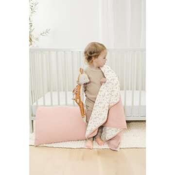 Konssy Muslin Baby Blankets for Girls Boys, 100% Cotton Crib Blanket for Infant Toddler, Super Soft and Lightweight Nursery Swaddling Wrap 40"x36" (Floral)