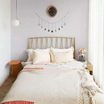 Mkono Moon Phase Wall Hanging Boho Aesthetic Room Decor Metal Moons Garland Hanging Art Bohemian Home Decoration for Girls Room Nursery Bedroom Livingroom Dorm, Ideal, Black, 50"