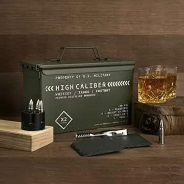 Titan LSO Whiskey Glasses and Stones in Unique Tactical Box Display | Bourbon Cocktail Cups, Coaster...