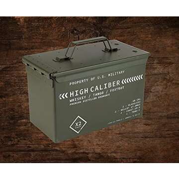 Titan LSO Whiskey Glasses and Stones in Unique Tactical Box Display | Bourbon Cocktail Cups, Coasters and Tongs | Gifts for Men | Glass Set