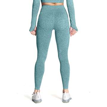 Aoxjox Women's High Waist Workout Gym Vital Seamless Leggings Yoga Pants 24'' (Dark Green Marl, Small)