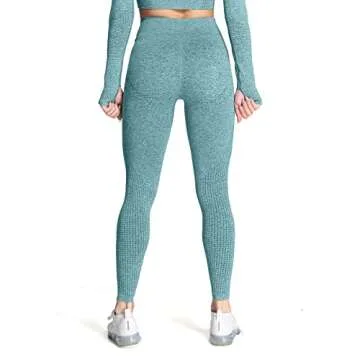 Aoxjox Women's High Waist Workout Gym Vital Seamless Leggings Yoga Pants 24'' (Dark Green Marl, Small)