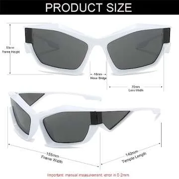 NIDOVIX Trendy Wrap Around Sunglasses for Men Women Fashion Cool Sport Y2K Stylish Cat Eye Sun Glasses UV400 Protection (White/Grey)