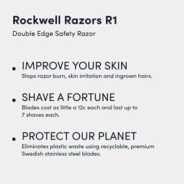 ROCKWELL RAZORS R1 Safety Razor in White Chrome Finish, Butterfly Open Mechanism with 5 Double Edge ...