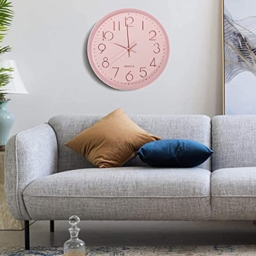 Maxspace Pink Wall Clock Silent Non-Ticking Decorative 12in