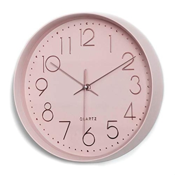 Maxspace Pink Wall Clock Silent Non-Ticking Decorative 12in