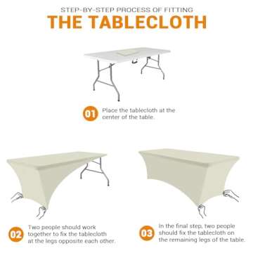 Eurmax USA 4Ft Rectangular Fitted Spandex Tablecloths Wedding Patio Table Covers Event Stretchable T...