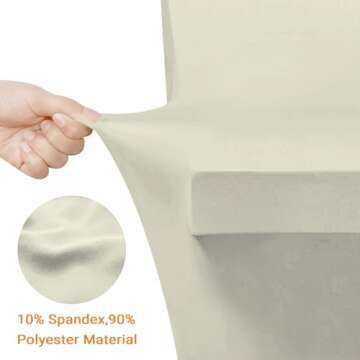 Eurmax USA 4Ft Rectangular Fitted Spandex Tablecloths Wedding Patio Table Covers Event Stretchable Tablecloth (Ivory)