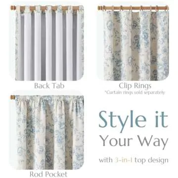 Elegant Floral Blackout Linen Blend Curtains - JINCHAN