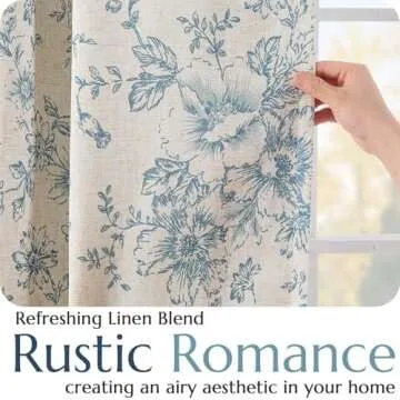 Elegant Floral Blackout Linen Blend Curtains - JINCHAN