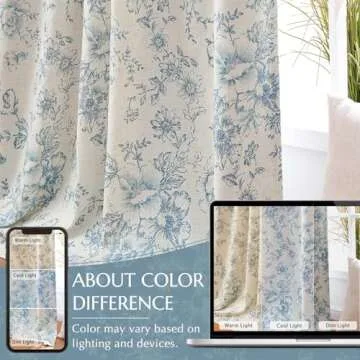 Elegant Floral Blackout Linen Blend Curtains - JINCHAN