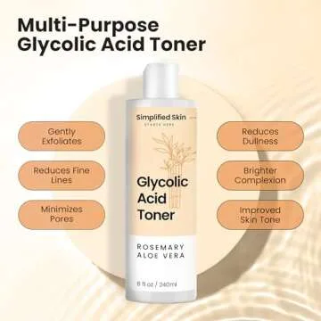 Glycolic Acid Toner for Face - Facial Toning Solution - 8% Glycolic Acid - Hydrating, Anti-Aging, Exfoliating Face Toner for Women & Men - with AHA, Aloe Vera, & Rosemary Extract Skin Toner - 8 Fl Oz