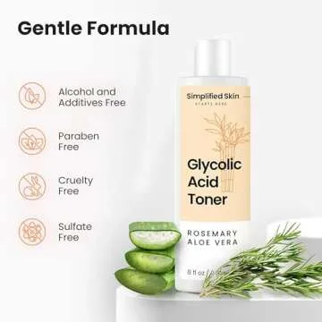 Glycolic Acid Toner for Face - Facial Toning Solution - 8% Glycolic Acid - Hydrating, Anti-Aging, Exfoliating Face Toner for Women & Men - with AHA, Aloe Vera, & Rosemary Extract Skin Toner - 8 Fl Oz
