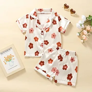 Qiylii Floral Silk Pajamas Set for Toddler Girls 1-6Y