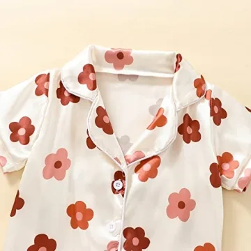 Qiylii Floral Silk Pajamas Set for Toddler Girls 1-6Y