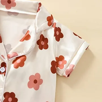 Qiylii Floral Silk Pajamas Set for Toddler Girls 1-6Y