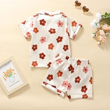 Qiylii Floral Silk Pajamas Set for Toddler Girls 1-6Y