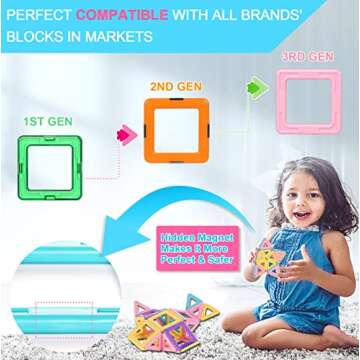 Magnetic Tiles Building Toys for 3 4 5 6 7 Year Old Girls Birthday Gifts，Magnetic Blocks Building STEM Educational Learning Toddler Magnets Toys for Boys Girls 3-5 4-6 5-7