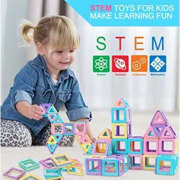 Magnetic Tiles Building Toys for 3 4 5 6 7 Year Old Girls Birthday Gifts，Magnetic Blocks Building STEM Educational Learning Toddler Magnets Toys for Boys Girls 3-5 4-6 5-7