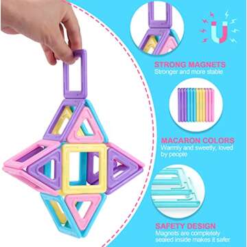 Magnetic Tiles Building Toys for 3 4 5 6 7 Year Old Girls Birthday Gifts，Magnetic Blocks Building STEM Educational Learning Toddler Magnets Toys for Boys Girls 3-5 4-6 5-7