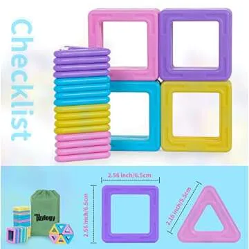 Magnetic Tiles Building Toys for 3 4 5 6 7 Year Old Girls Birthday Gifts，Magnetic Blocks Building STEM Educational Learning Toddler Magnets Toys for Boys Girls 3-5 4-6 5-7