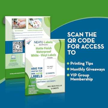 Custom Printable Matte Vinyl Stickers (8.5" x 11") - Waterproof, Tear Resistant Full Sheet Label for...