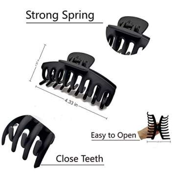 Nalodu Hair Claw Clips Large 4 Inch No Slip Big Jaw Clip Clamp Assorted Colors for Thin Fine Thick Hair Women and Girls, 3 Pack