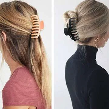 Nalodu Hair Claw Clips Large 4 Inch No Slip Big Jaw Clip Clamp Assorted Colors for Thin Fine Thick Hair Women and Girls, 3 Pack