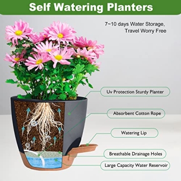Vanslogreen 5-Pack Self Watering Planters for Easy Plant Care