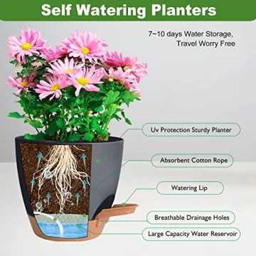 Vanslogreen 5-Pack Self Watering Planters for Easy Plant Care