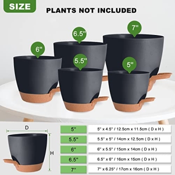 Vanslogreen 5-Pack Self Watering Planters for Easy Plant Care