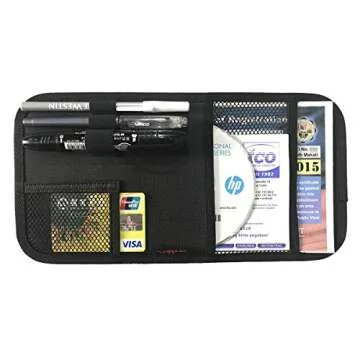 ZugGear Car Sun Visor Organizer, Auto Visor Holder Interior Accessories Pocket Organizer - Car Registration Holder Document Storage Pouch Pen Holder - Black
