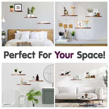 Stylish JAWU Floating Shelves - 3 Pack Rustic Design