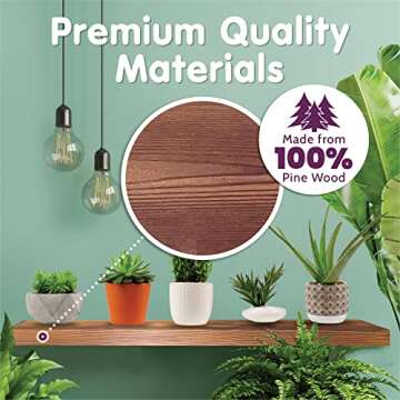 Stylish JAWU Floating Shelves - 3 Pack Rustic Design