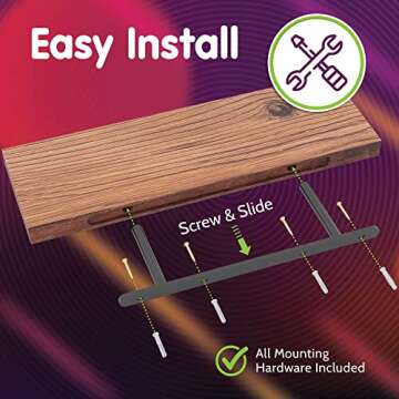 Stylish JAWU Floating Shelves - 3 Pack Rustic Design