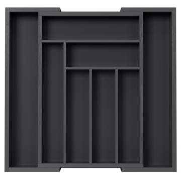 Pipishell Bamboo Expandable Drawer Organizer for Utensils