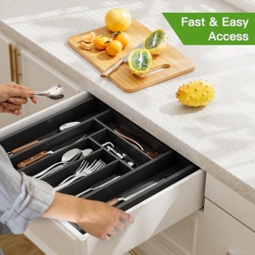 Bamboo Expandable Drawer Organizer for Utensils