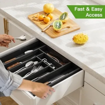 Bamboo Expandable Drawer Organizer for Utensils