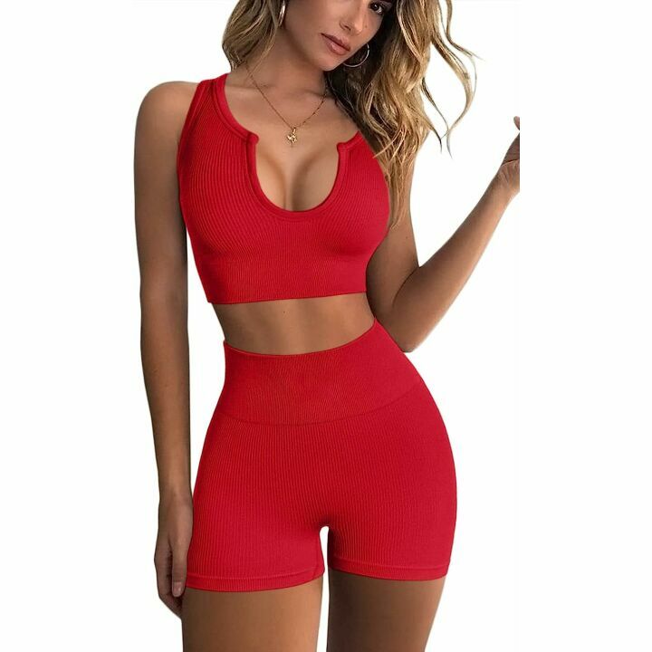 FAFOFA Women's Seamless Ribbed Workout Set