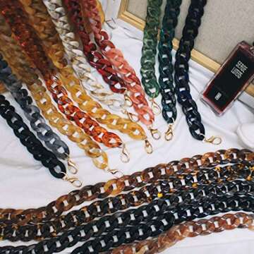 Aumey 40 Inches DIY Resin Bag Strap Plastic Ladies Bag Chain Shoulder Cross Body Bag Handbag Purse Replacement Chain Strap Set with Buckles (Beige)